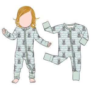 Romper Bayi Kelinci Motif Cetak Hewan Paskah Berkualitas Tinggi Tanpa Bea Tarif OEM Qingli, Romper Bayi Perempuan Bahan Bambu - Product Image 5