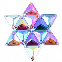 Strass triangulaires à fond plat en résine, couleurs assorties, à coudre, pour chaussures, sacs, vêtements et confections – Vente en gros OEM