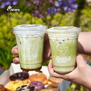 Gobelets en plastique jetables avec logo personnalisé, avec couvercles, gobelets en PET pour matcha et café glacé, pour emporter et à emporter - Product Image 2