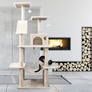Arbre à chat en peluche multi-niveaux avec hamac et poteaux à gratter pour chats d'intérieur - Product Image 2