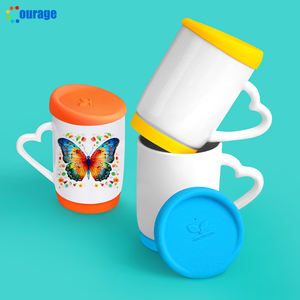 厂家价格圆形心形手柄硅胶底盖升华白色陶瓷咖啡杯坯料用于升华印刷 - Product Image 5