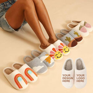 <span class=keywords><strong>Zapatillas</strong></span> de felpa Happy Sun con diseño personalizado de tu estampado, bonitas <span class=keywords><strong>zapatillas</strong></span> peludas y esponjosas, toboganes Sunshine Home para mujer, invierno, interior, planas y cálidas - Product Image 1