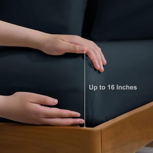 Luxury Microfibre Solid Pattern Fitted Bed <strong>Sheets</strong> Deep Pocket Bed <strong>Sheet</strong> Set for Home Hotel - Product Image 3