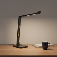 Lampe de bureau LED carrée contemporaine pour bureaux et salles de lecture, protection oculaire, contrôle tactile, température de couleur réglable, flexible et à intensité variable