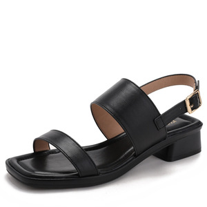 Sandalias Romanas Minimalistas de Tiras Anchas para Mujer, Punta Abierta Cuadrada, Tacón Medio, Zapatos de Verano - Product Image 5