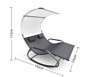 Chaise suspendue d'extérieur pour 2 personnes, chaise longue à bascule avec auvent, chaise longue résistante aux intempéries pour patio, jardin, bord de piscine - Product Image 3