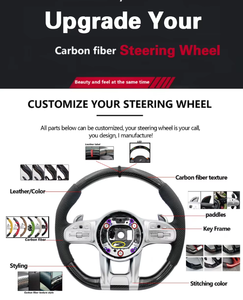 Volante Deportivo de Cuero Semiperforado con Fibra de Carbono Mate para Mercedes Benz <span class=keywords><strong>Clase</strong></span> E, <span class=keywords><strong>Clase</strong></span> C, W205, W212, CLA, W222, GLS, X118, W221 - Product Image 6