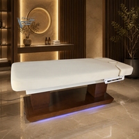 Table de massage électrique de luxe en bois foncé pour spa et salon, lit d'esthétique pour soins du visage et extensions de cils avec fonction thermique