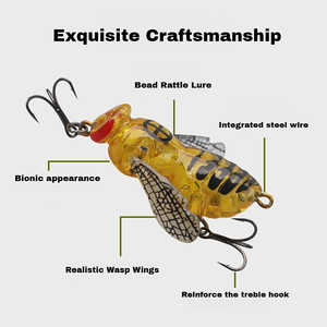 เหยื่อตก<span class=keywords><strong>ปลา</strong></span>แบบผิวน้ำรูปทรงตัวต่อแบบ Hornet Crawler  เลียนแบบตัวต่อแบบ Wasp  เหยื่อแข็งแบบมีปีก สำหรับตก<span class=keywords><strong>ปลา</strong></span> Bass, Trout, Pike - Product Image 3