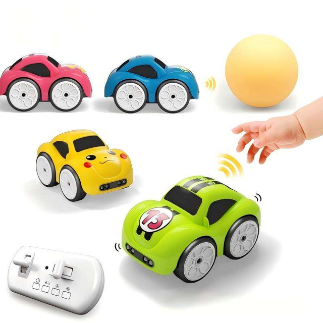 4CH 2.4G Mini Cartoon Electric Remote Control RC Car Toys with Charger Includes Obstacle Avoidance & Following Climbing Ability