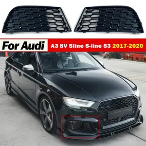 <b>For</b> A3 8V Sline S-line S3 2017 2018 2019 2020 Front Bumper Honeycomb <b>Mesh</b> Fog Light <b>Grille</b> 2pcs Cover Replacement - Product Image 1