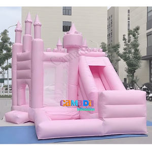 บ้านเด้งเป่าลมได้พร้อมสไลด์คอมโบพีวีซีและไวนิลแบบพกพาสำหรับเด็กบ้านเด้งได้พร้อมที่เป่าลมสีชมพูอ่อน - Product Image 1