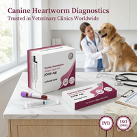 Kit rapide certifié ISO13485 pour la détection de l'antigène de la larve de la piqûre du chien (CHW Ag) par or colloïdal, précision de 99 %, 1 ou 25 tests