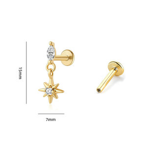 Piercing a Cerchio in <span class=keywords><strong>Argento</strong></span> Sterling 925 per Daith, <span class=keywords><strong>Helix</strong></span> e Cartilagine, con Base Piatta, per Donne - Product Image 2