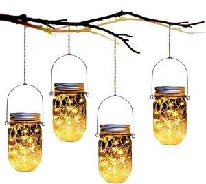 20 LED Menggantung Luar Ruangan Surya Mason Jar Led Peri String Cahaya untuk Natal Taman Halaman