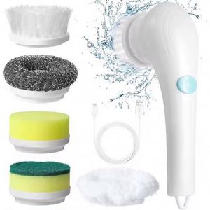 Brosse de nettoyage électrique sans fil avec 5 têtes interchangeables pour la vaisselle, la cuisine, la salle de bain et les carreaux - Product Image 1