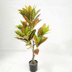 Planta Artificial de Interior <span class=keywords><strong>Codiaeum</strong></span> con Hojas Doradas, Árbol de Banyan Colorido, Decoración Tropical para Oficina y Jardín - Product Image 1