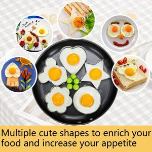 Accessoires de cuisine tendance, moule à œufs en métal argenté avec formes d'étoile/fleur/cercle/cœur, anneaux pour œufs et crêpes pour mélanger les œufs - Product Image 2