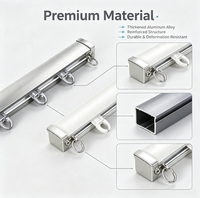 Rail de rideau en aluminium robuste, silencieux et fluide, fixation supérieure et latérale, longueur personnalisable
