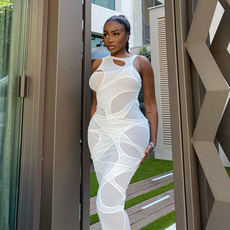 mesh dress sex Sex Backless Metal Mesh Split Mermaid Dress Gradient Metallic Festival Outfit