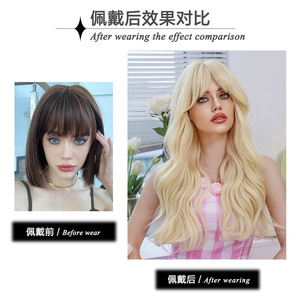 European American Hot Selling Golden for Cosplay Wig Long <strong>Curly</strong> <strong>Hair</strong> Eight Bangs High Quality High-temperature Silk Exoticism - Product Image 2