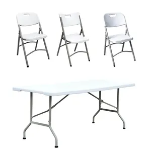 Outdoor Garden 4FT 5 FT 6FT Plastic Folding Table with Chairs