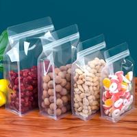 Sac à café refermable à fond plat, transparent, à huit côtés scellés, de qualité alimentaire, résistant à l'humidité, pour aliments