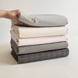 Ensemble de literie en coton lavé toutes saisons - Élégant motif à carreaux gris, collection de housse de <span class=keywords><strong>couette</strong></span> minimaliste 4 pièces - Product Image 1
