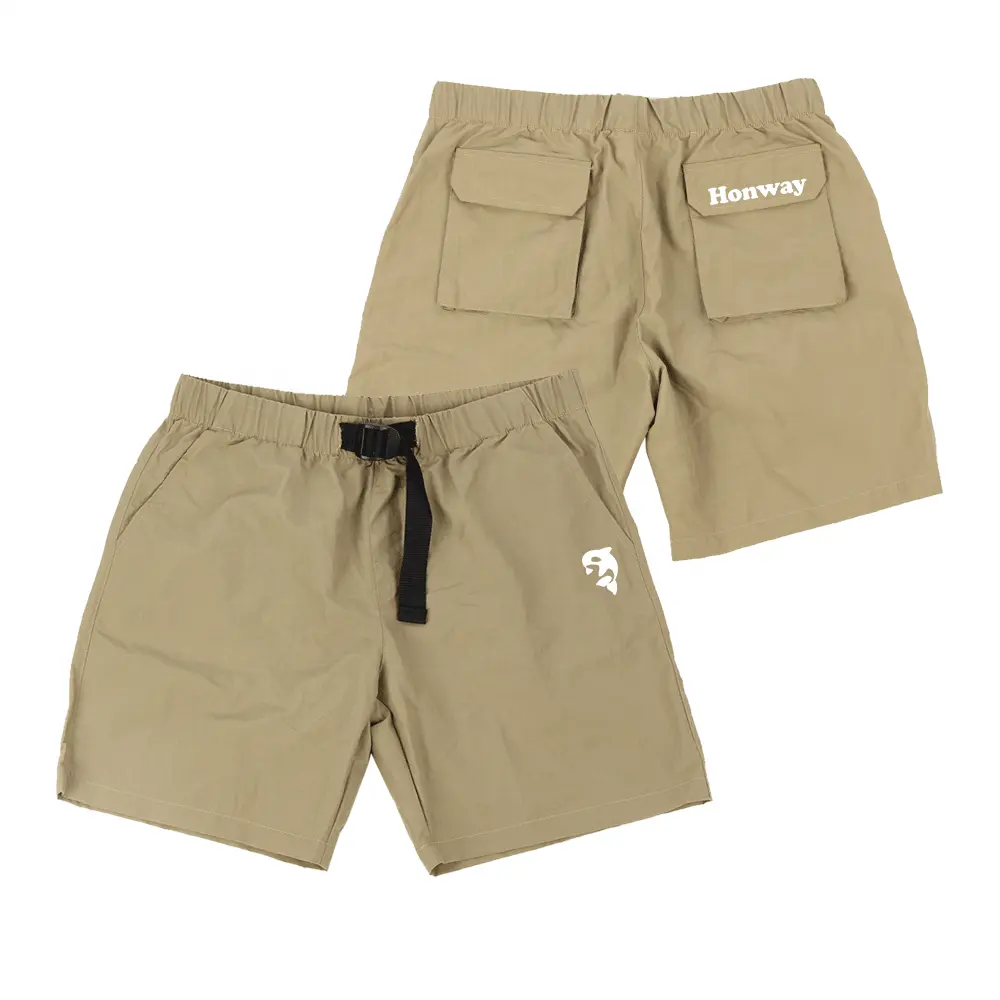 Custom Logo Walking Shorts Multi-Pocket Buckle Belt Nylon Shorts For Men