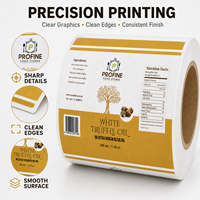 Étiquettes personnalisées pour rouleaux alimentaires, autocollants blancs en BOPP imperméables pour bouteilles d'huile et bocaux avec impression couleur intégrale