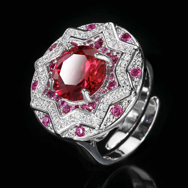Bague en corindon rouge, taille ajustable