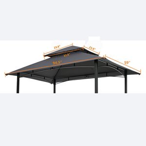 Double-Tiered Textile Contemporary BBQ <b>Tent</b> Roof Top Cover 8x5ft Replacement <b>Canopy</b> for Outdoor Furniture & Grill Gazebo Use - Product Image 3