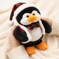 Peluche pingouin de Noël 22 cm avec chapeau écossais, jouet en peluche doux pour enfants, cadeau