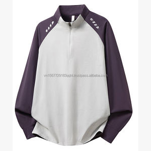 T-shirt de sport unisexe à manches longues imprimé color block tendance, col rond élastique, anti-UV, respirant, avec fermeture éclair, évacuant la transpiration - Product Image 3