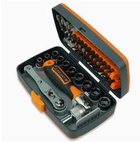 Jeu de tournevis à cliquet ultra-résistants de qualité industrielle, 38 pièces, embout magnétique, chrome, poignée en plastique, moulage par injection OEM, bricolage