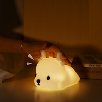 Lampe LED portable en silicone en forme de cerf pour enfants, avec variateur d'intensité, contrôle par interrupteur, pour chambre d'enfant, mini-lampe rechargeable USB Kawaii