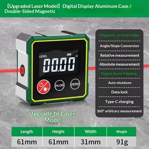 Digital Angle Finder Protractor Backlit Inclinometer <b>Spirit</b> Level Slope Meter Aluminum Alloy 0.04mm Accuracy 0.2kg Lightweight - Product Image 3