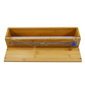 Unique Bamboo Eco-Friendly Fridge Wall Mounted Sliding Knife <b>Wrap</b> Dispenser with Tin Foil Cutter - Product Image 3