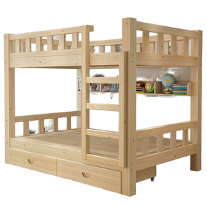 Modern Solid Pine Wood Bunk <b>Bed</b> <b>Double</b> Size With <b>Storage</b> for Kids and Mother Home or Hotel Bedroom Furniture YQ193 <b>Storage</b> Bunk - Product Image 1