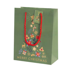 Borse Shopper natale con albero e buon natale Design 23cm + 9cm x 32cm - Product Image 1