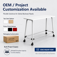 Table de réunion, de formation ou de bureau mobile pliable avec roulettes verrouillables en acier OEM, gain de place