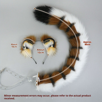 Ensemble d'accessoires de déguisement animalier unisexe pour adulte, mignon, en fausse fourrure polyester, avec bandeau oreilles de chat et queue de renard, pour Halloween