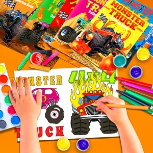 TY030 Monster Truck Mini Coloring Book Graffiti Painting Book for Kids School Activity Birthday Party Supplies