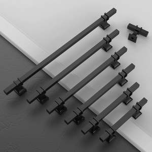 Pied de base en alliage de zinc solide carré noir poignées de cuisine poignées de meubles pour armoire à tiroirs armoire - Product Image 2
