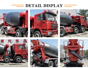 Camion malaxeur à béton Shacman rouge 8x4 avec citerne à ciment 10 roues - Product Image 3