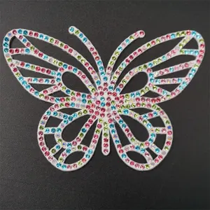 Mixed Color Silicone PVC Butterfly Patterns Rhinestone Iron on Hotfix Transfer Decal Bling DIY Patch
