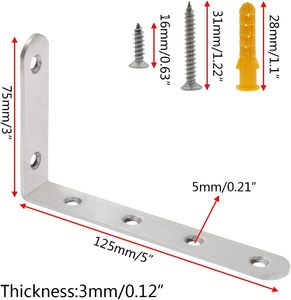 Support d'<span class=keywords><strong>angle</strong></span> en métal de qualité supérieure en forme de L pour étagère de meuble, fixation murale, connecteur de meuble de garde-robe, quincaillerie robuste - Product Image 3