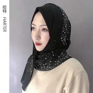 Yiwu factory supply Malaysia hot drilling porcelain hijab low MOQ cheap muslim hijab scarf for women