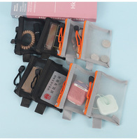 Bestella Mini porte-monnaie transparent en maille de nylon sac de rangement à fermeture éclair pour petits objets carte d'outils carte d'identité carte bancaire