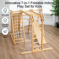 Ensemble de jeu d'intérieur pliable innovant 7-en-1 pour enfants de 2 à 6 ans Jungle Gym avec toboggan Monkey Bars Swing Climbing Frames
